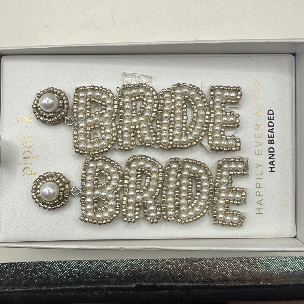 NWT Piper K Bride Earrings Beaded Statement Bridal Wedding Jewelry Drop Dangle - Picture 2 of 6